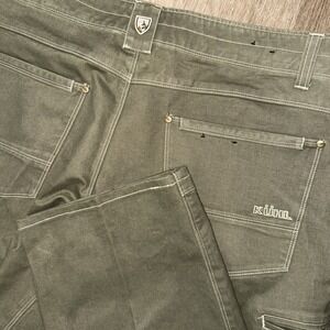 Kuhl Rydr Pants Men's 38x32 Green Cargo Cotton Stretch Straight Leg Pockets